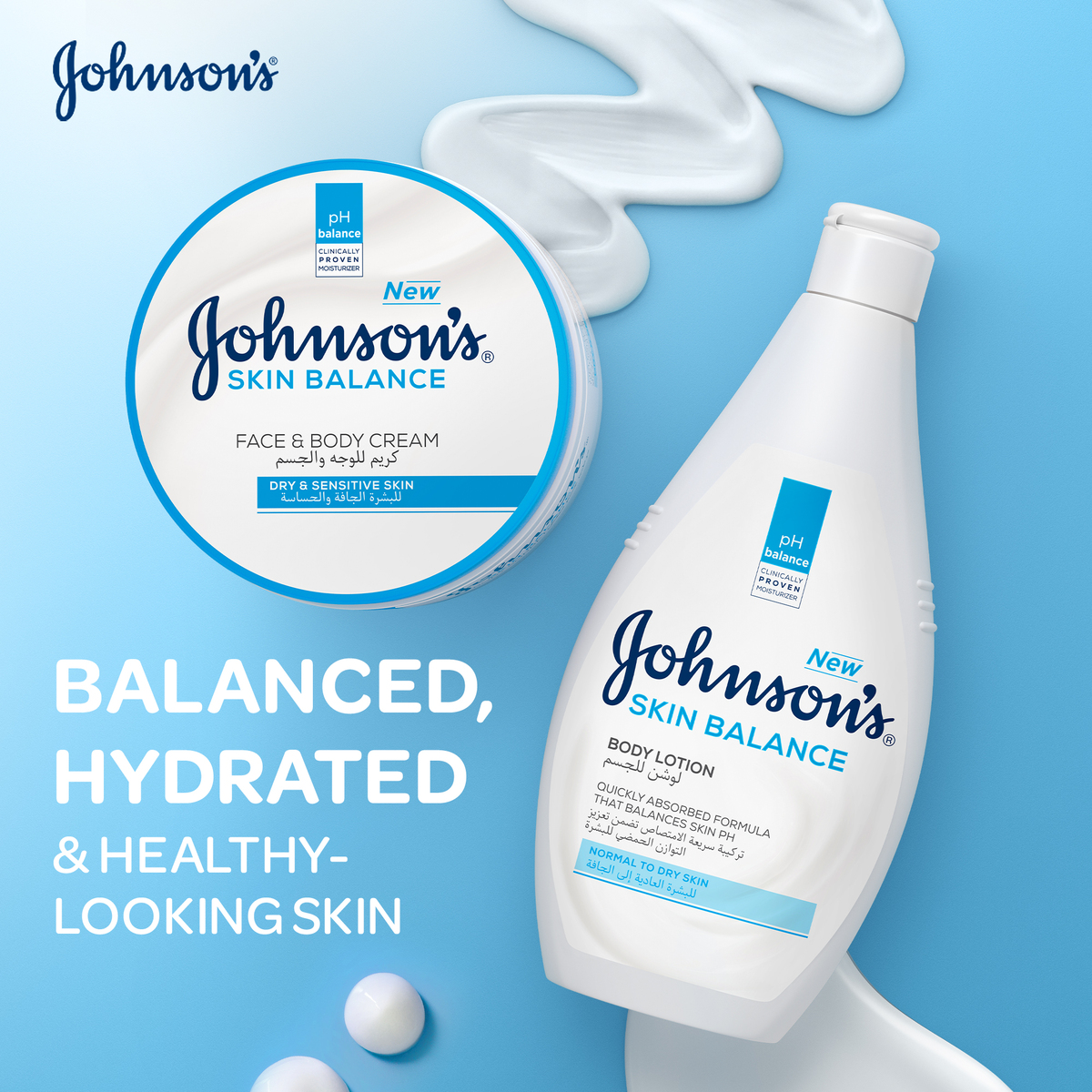 Johnson's Skin Balance Face & Body Cream Dry & Sensitive Skin 300 ml