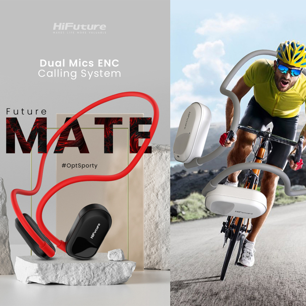 HiFuture FutureMate Ear Air Conduction Headphones - Grey/White