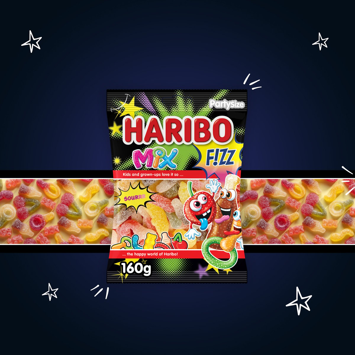 Haribo Fizz Mix Sour Gummy Candy 160 g