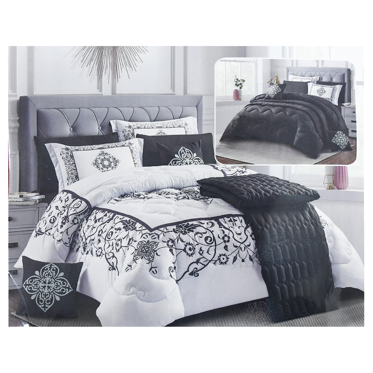 Mora King Comforter Set, 9 pcs, Assorted