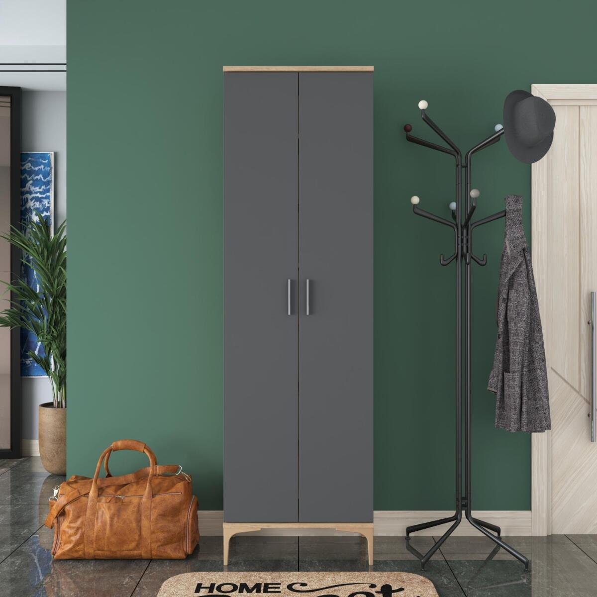 Home Canvas Harmony Dual-Tone Tall Storage Cabinet - Grey & Oak 2750