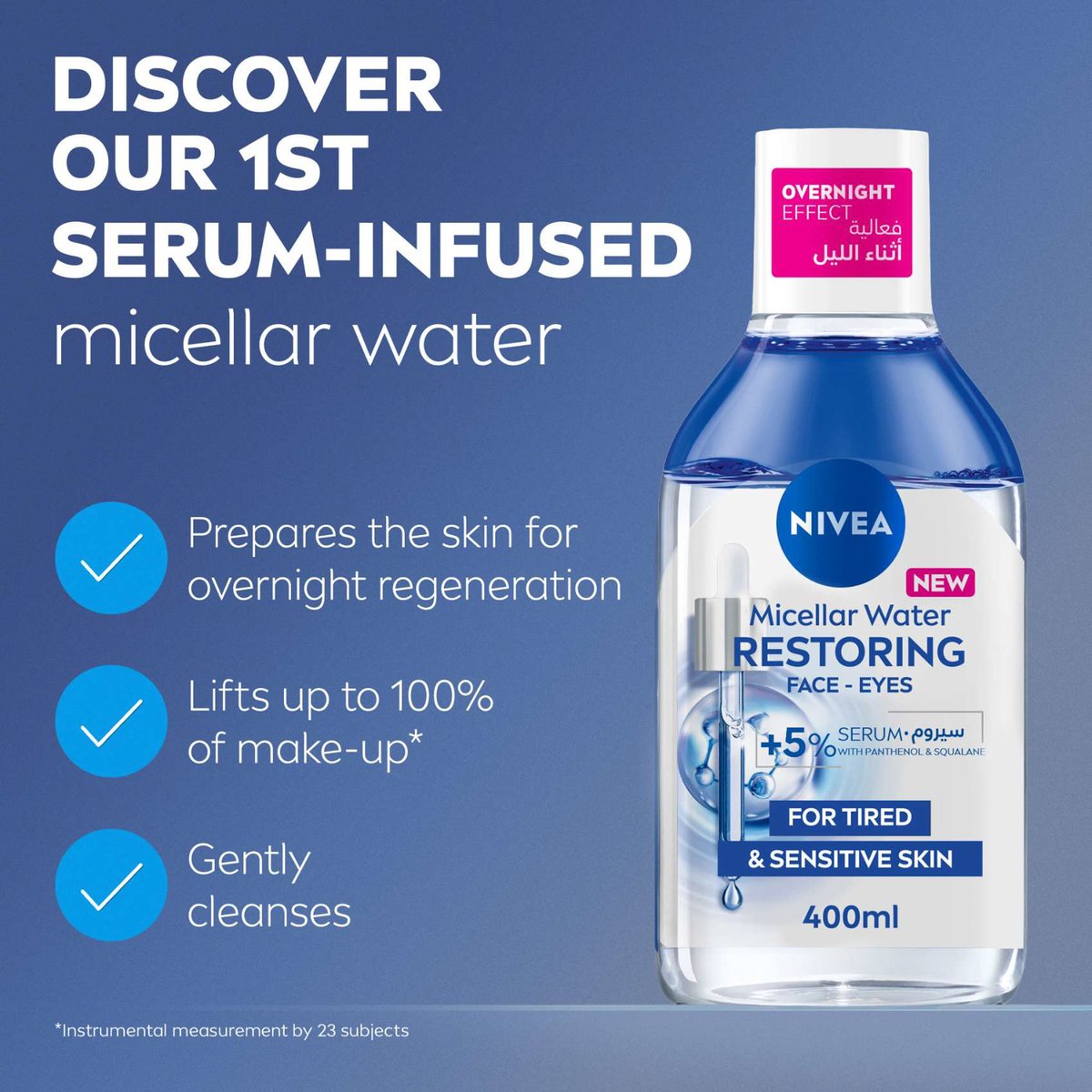 Nivea Micellar Water Restoring With 5% Serum 400 ml + Cotton Pads