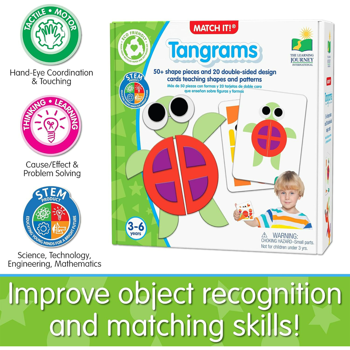 The Learning Journey Match It! Tangrams Puzzle, 50 pcs, Assorted, 114971