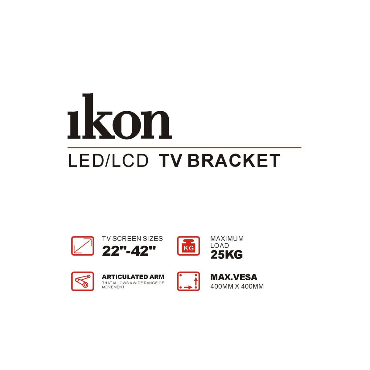 Ikon Swivel LCD/LED TV Bracket, 22 to 42 inches, Black, IKTS814