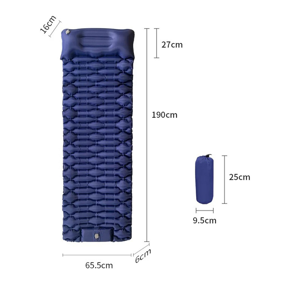 Royal Relax Inflatable Sleeping Mats 190 x 65.5 x 6cm, Assorted colors, per pc