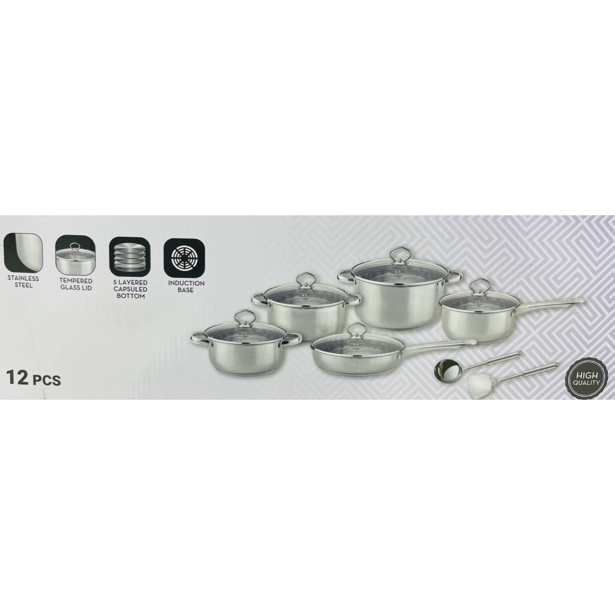 Chefline Stainless Steel Cookware Set 12Pcs