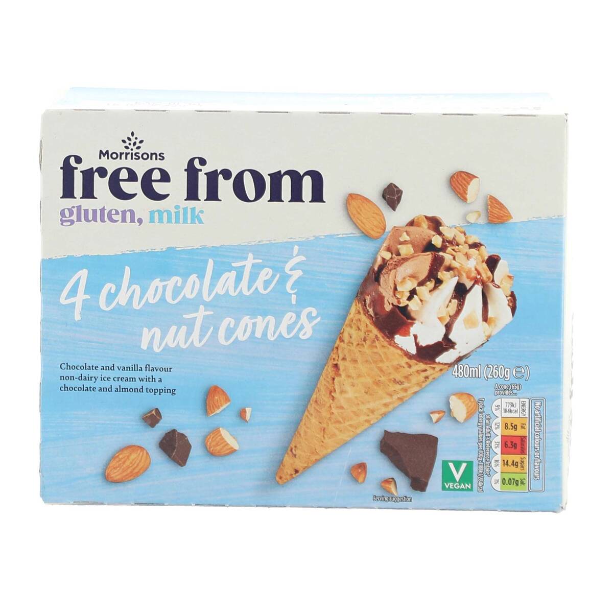 Morrisons Free From Gluten Milk Chocolate & Nut Ice Cream Cones 260 g