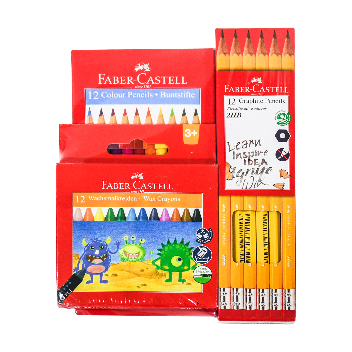 Faber-Castell Pencil, 12pcs + Color Pencil, 12pcs + Crayons, 12pcs