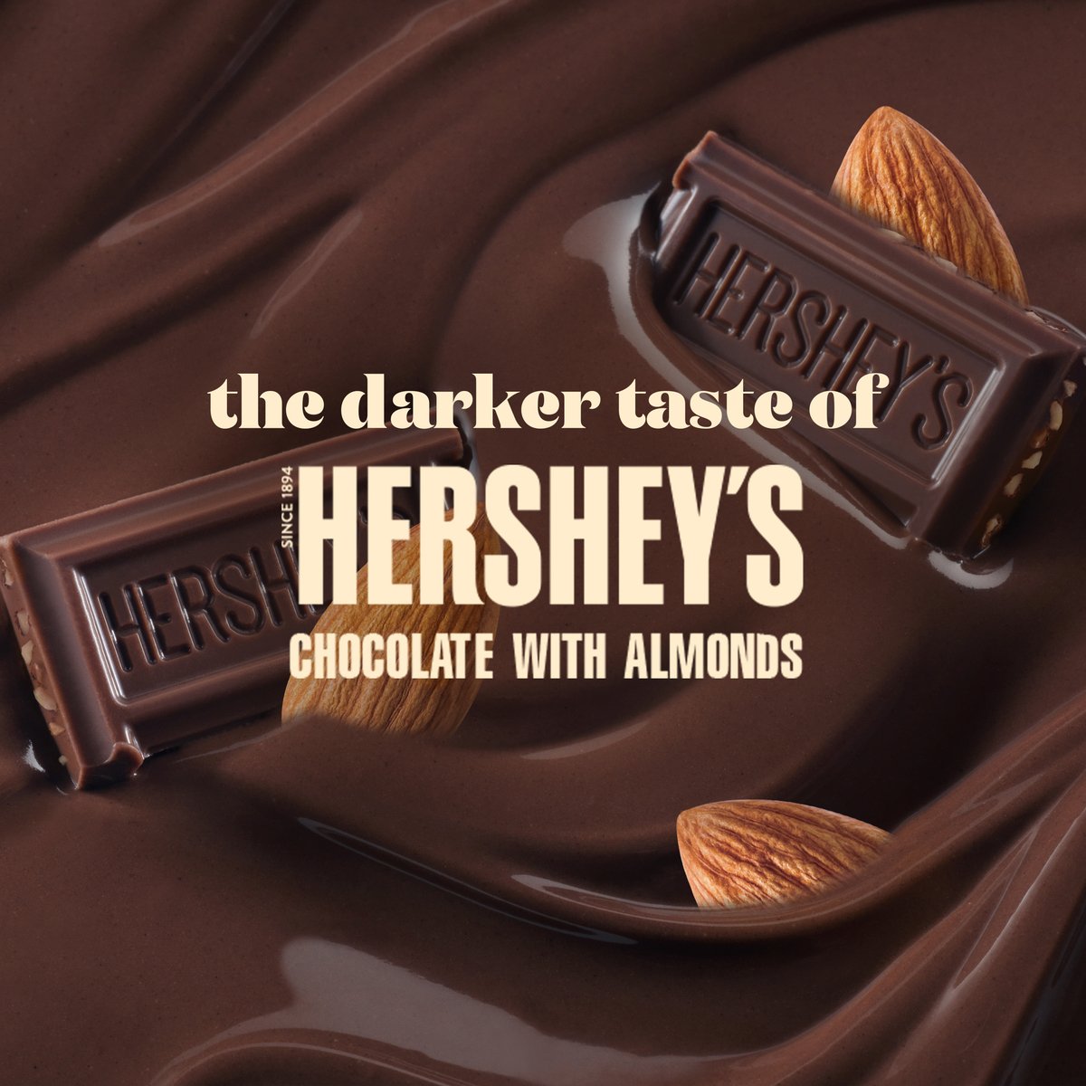 Hershey's Cocoa Creations Deliciously Darker Milky Chocolate with Whole Almonds 49% Cocoa 40 g