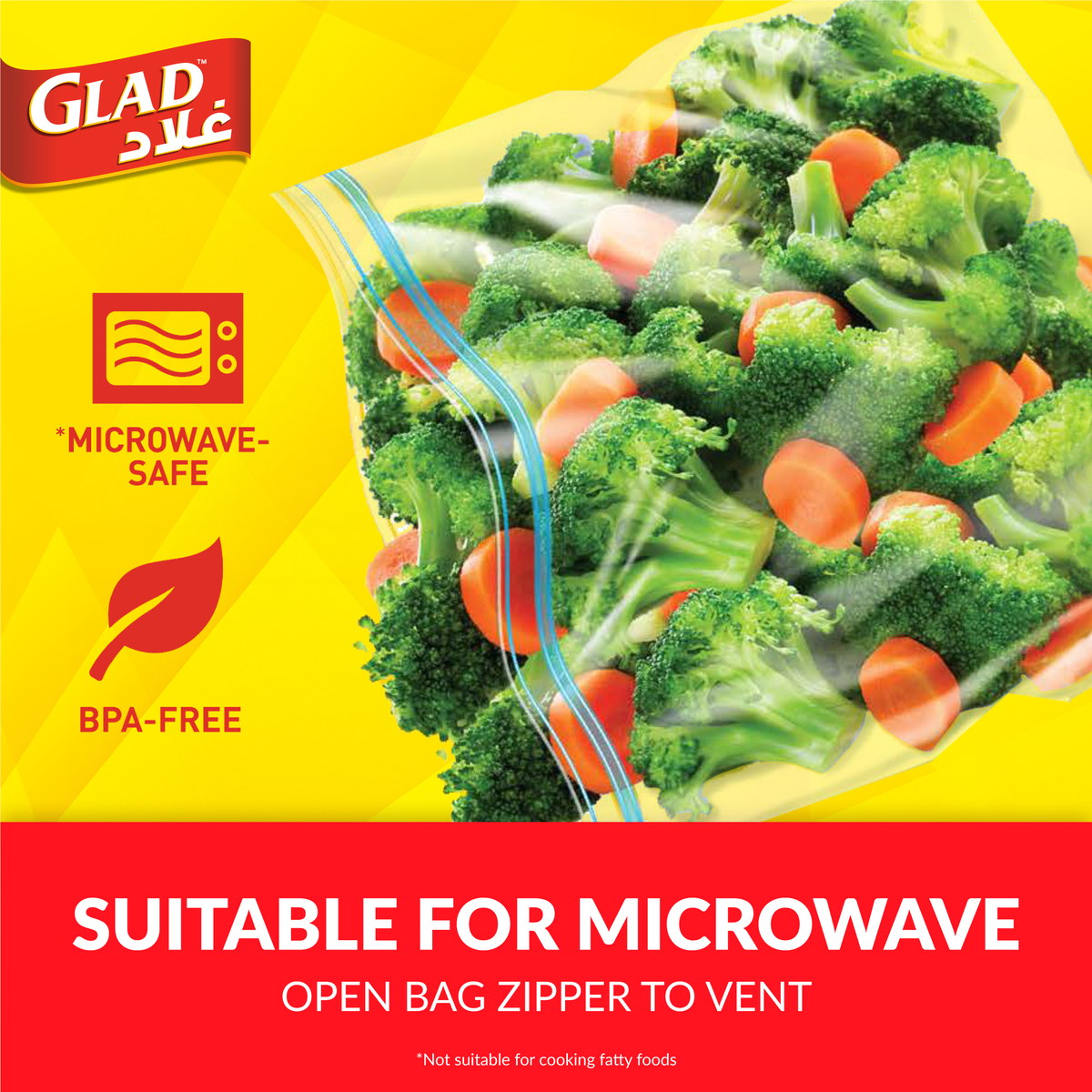 Glad Storage Zipper Bags, Size 27.4cm x 26.5cm 20 pcs