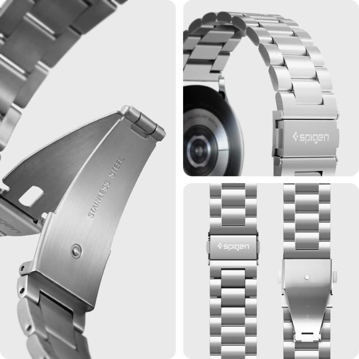 Spigen Modern Fit Designed For Samsung Galaxy Watch 4 Band 44mm/40mm, Galaxy Watch 4 Classic Band 46mm/42mm, Galaxy Watch 3 Band 41mm, Galaxy Watch Active 1&2 Band - Silver