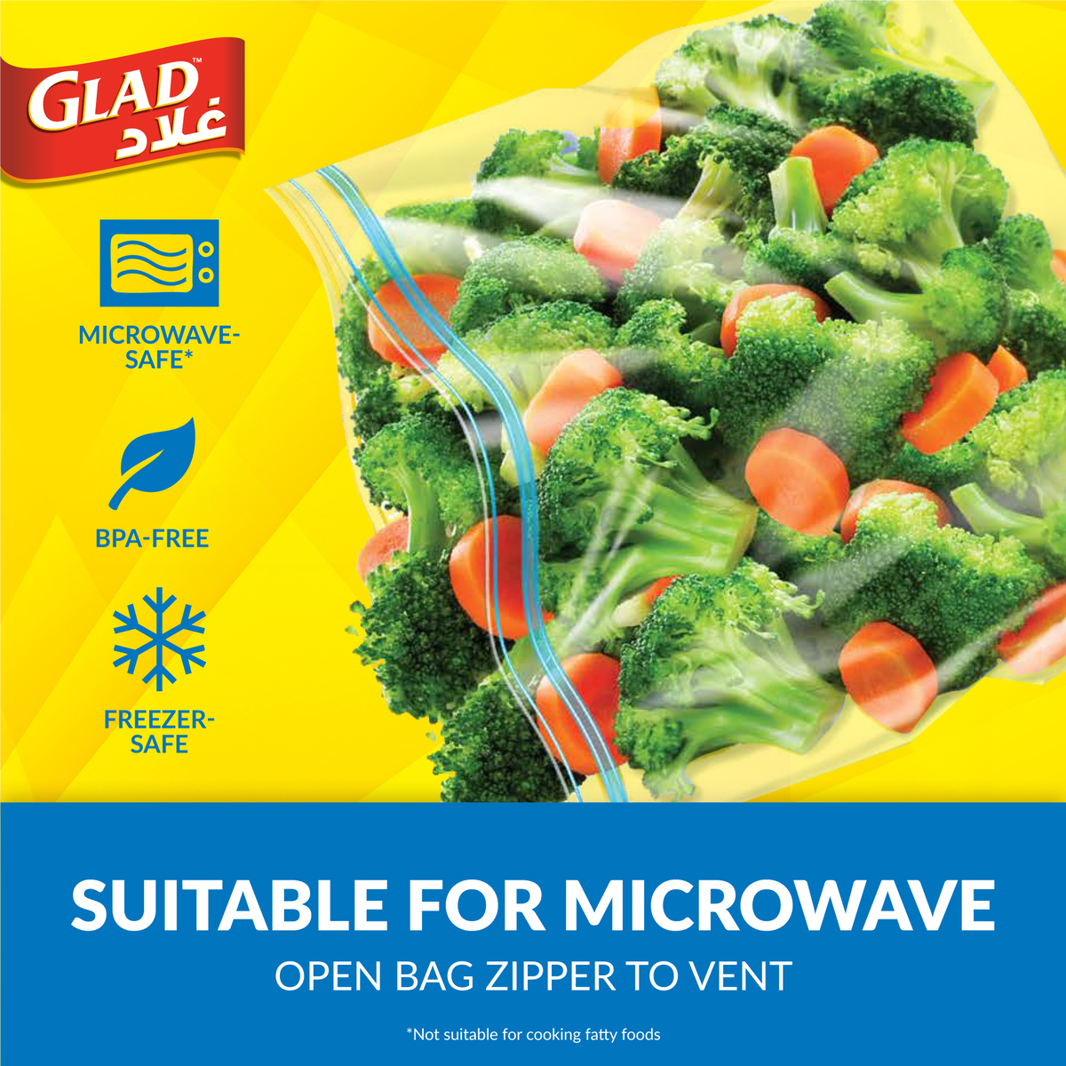 Glad Freezer Zipper Bags, Size 16.8cm x 18cm 40 pcs