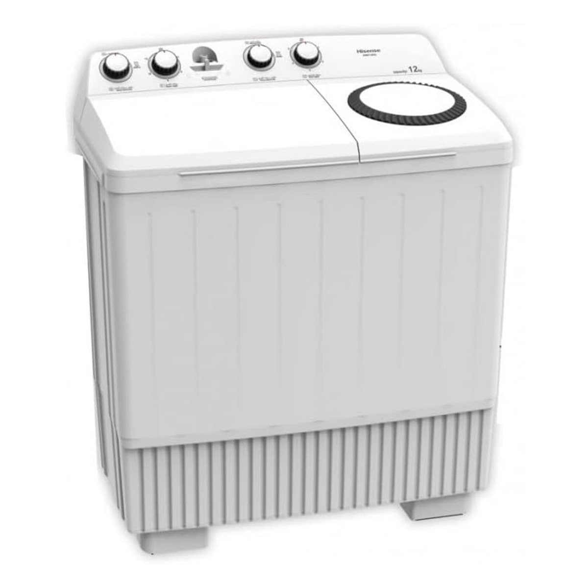 Hisense Twin Tub Semi Automatic Washing Machine, 12 kg, White, WSCE121