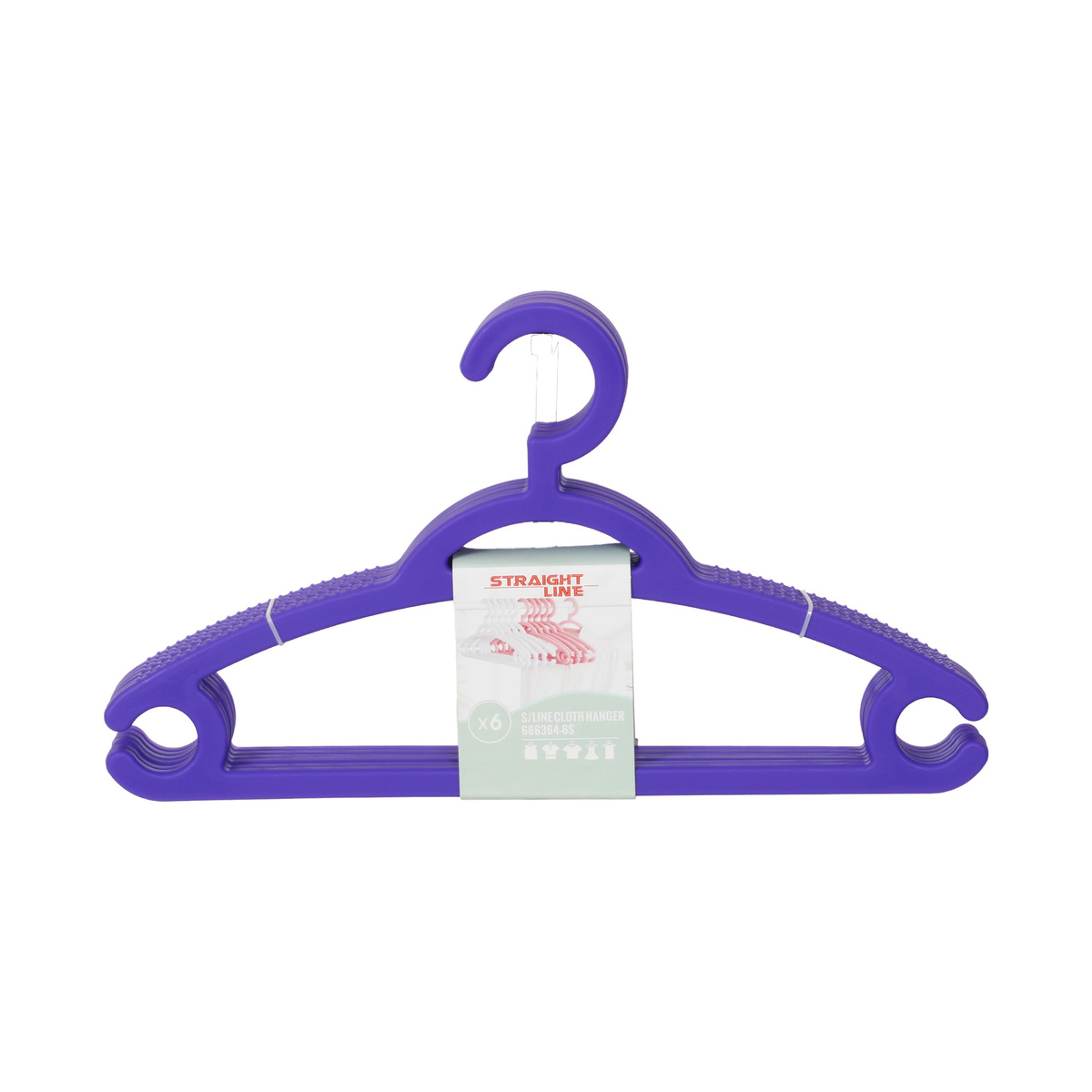 Straight Line Cloth Hanger 686364 6pcs Assorted Colors