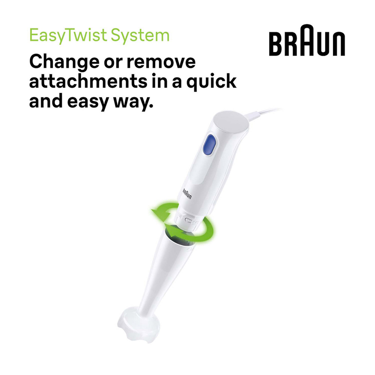 Braun Multi Quick Hand Blender, 450W, White, MQ10.001P