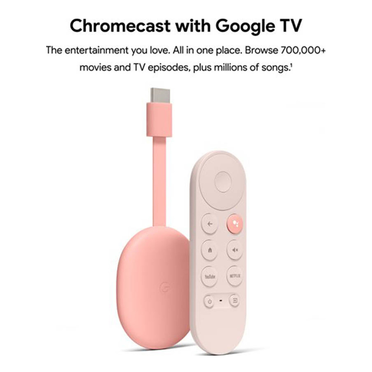 Google Chromecast with Google TV, Streaming Entertainment in 4K HDR, Sunrise/Pink,  GA01920