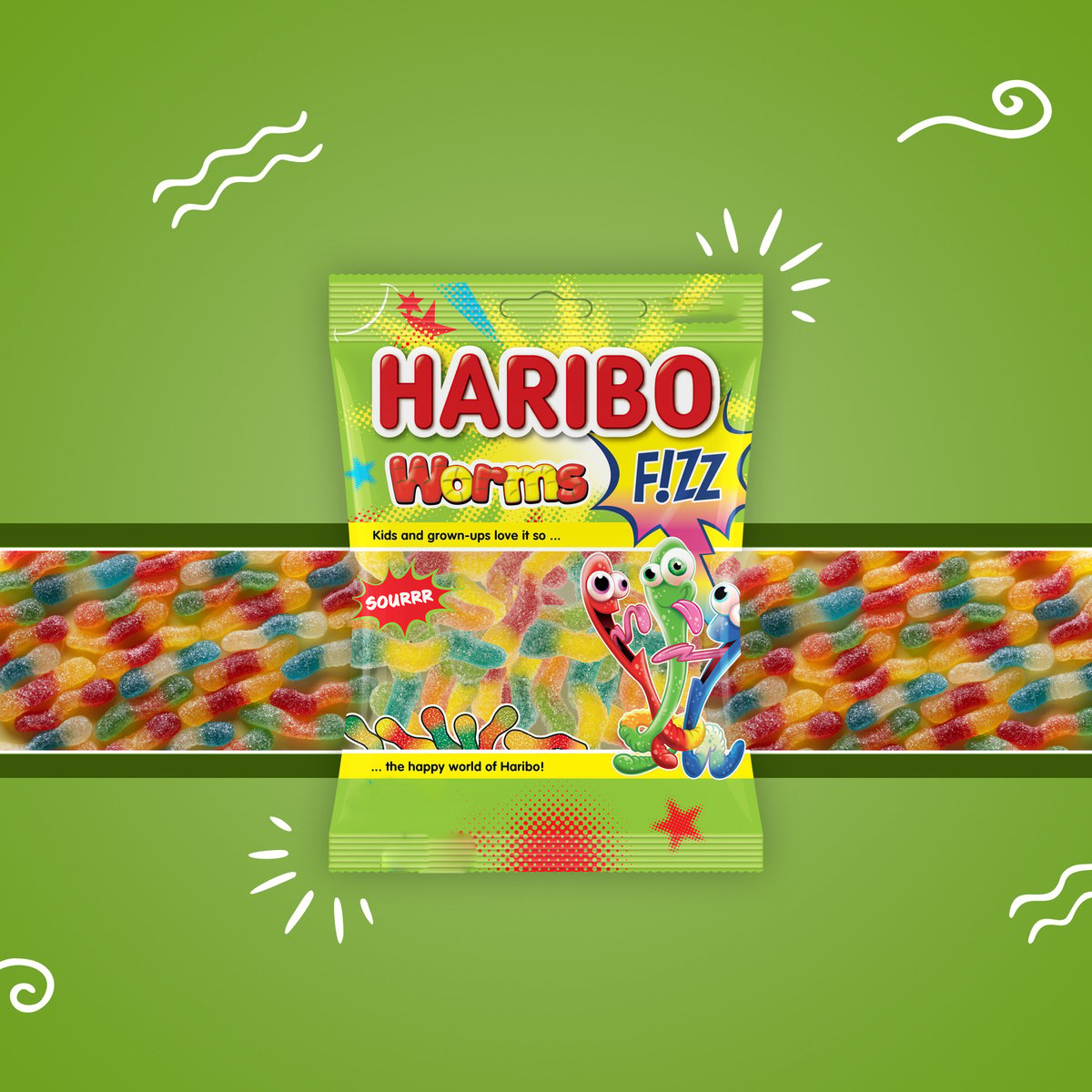 Haribo Worms Fizz Gummy Candy 70 g