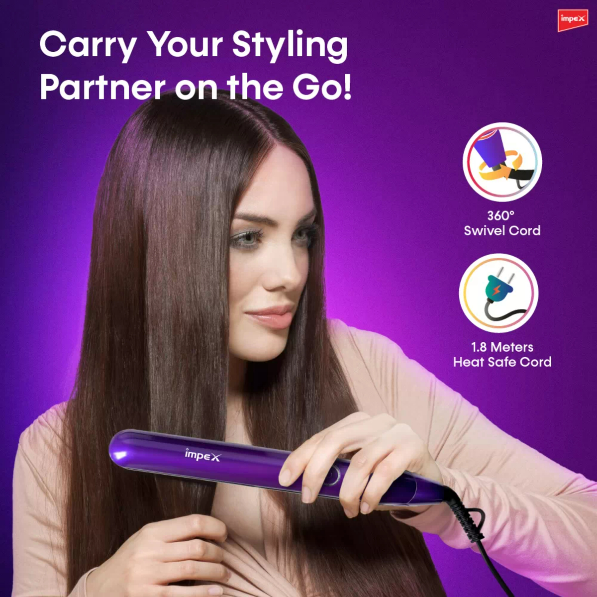 Impex Hair Straightener, 35W, HS 302