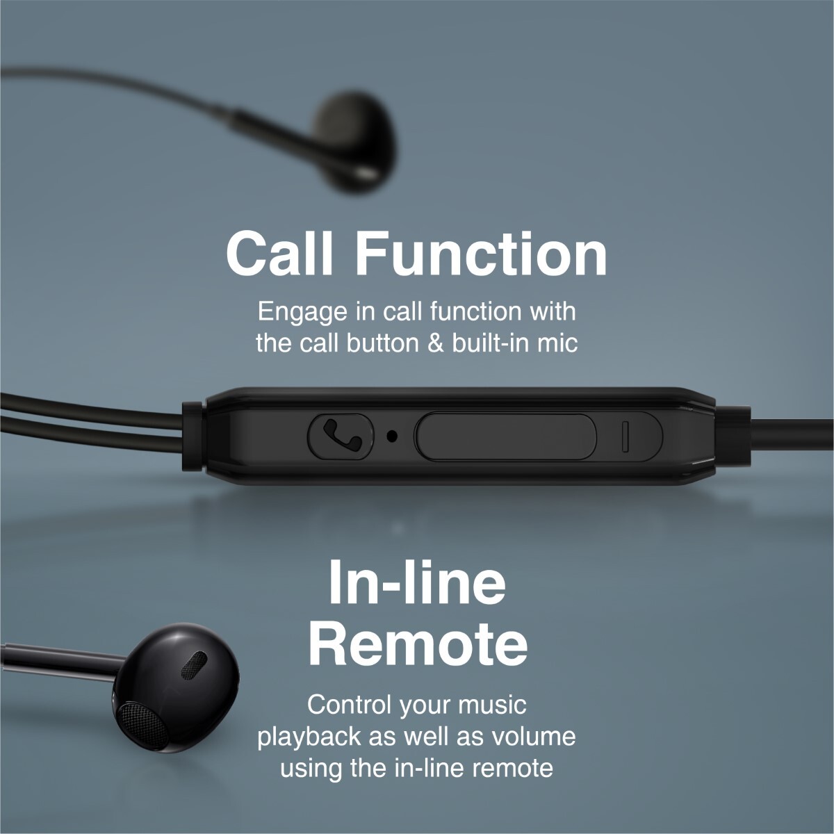 Promate Wired Earphones with Mic, Noise Isolation, Anti-Tangle Cable and Button Control, Phonic, Black