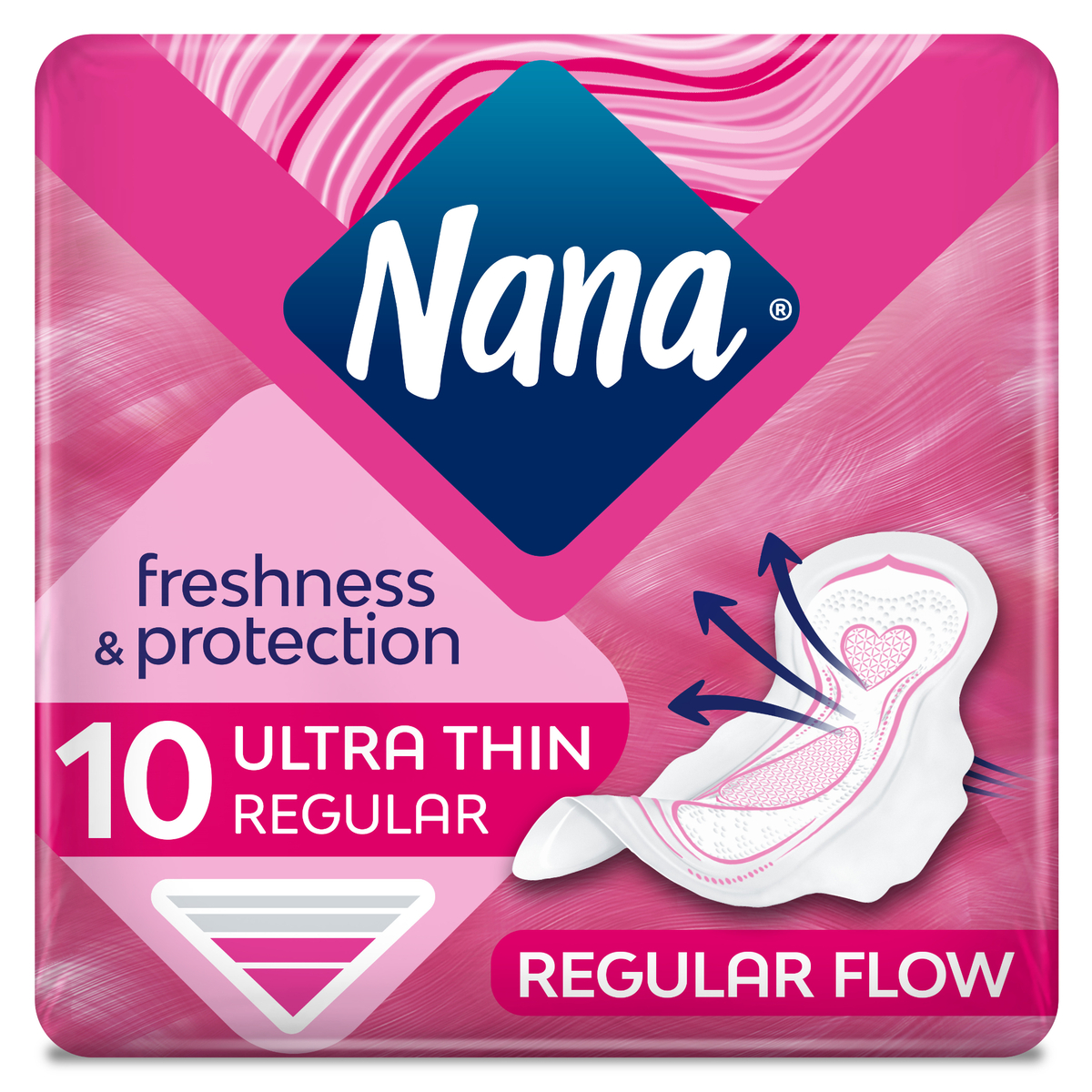 Nana Freshness & Protection Ultra Thin For Regular Flow Sanitary Pads 10 pcs 2+1