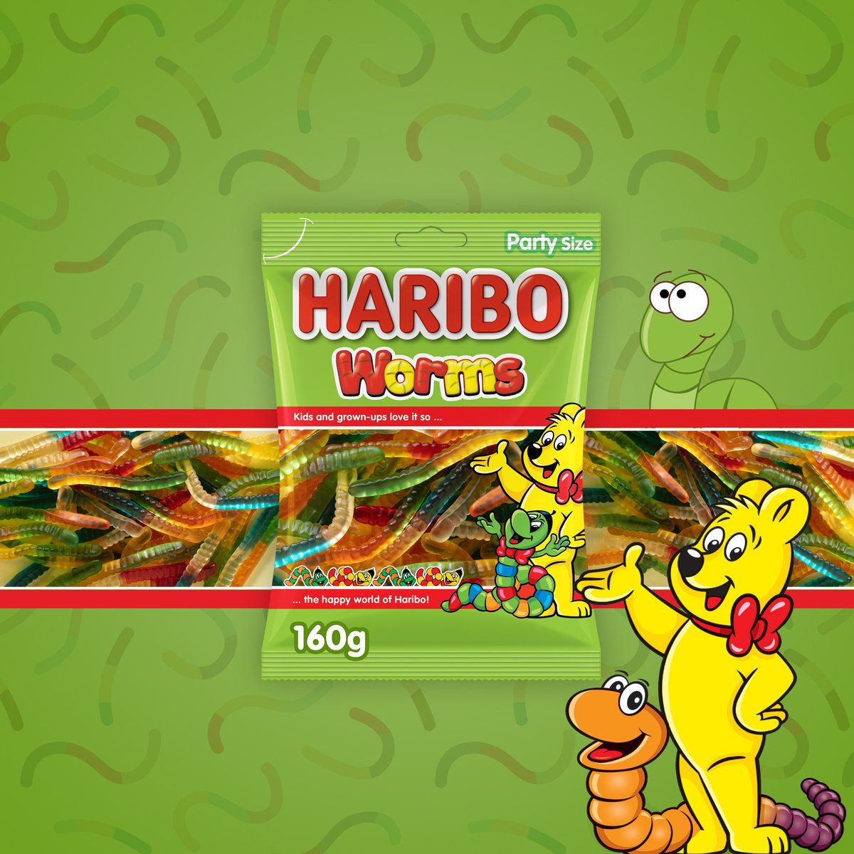 Haribo Worms Gummy Candy 160 g