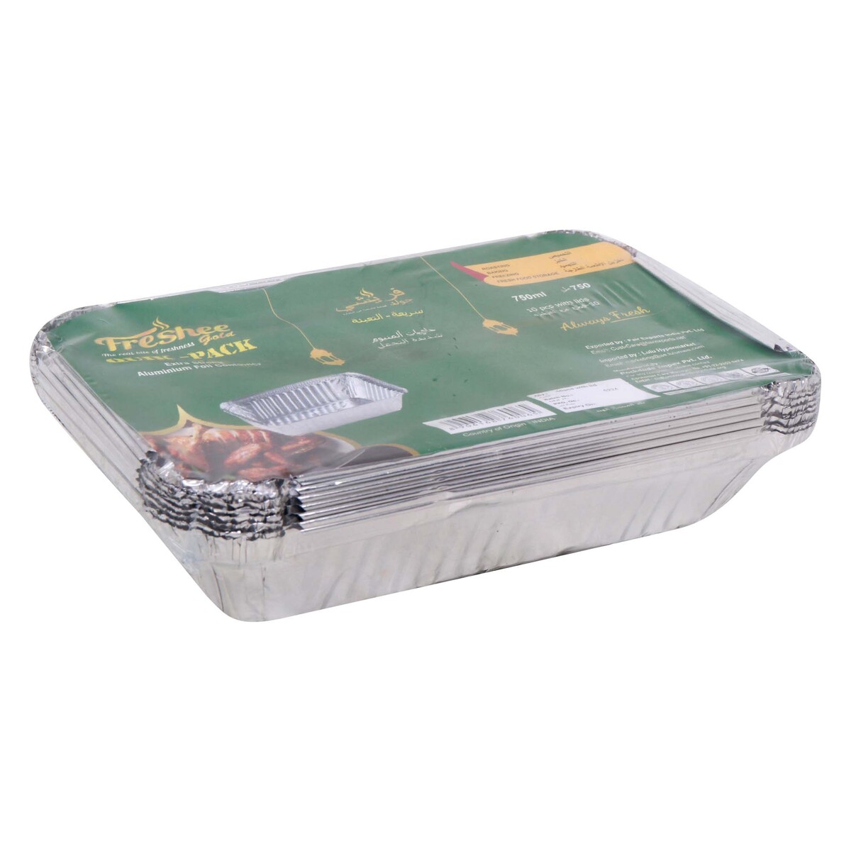 Freshee Aluminium Foil Container With Lids 750 ml 10 pcs