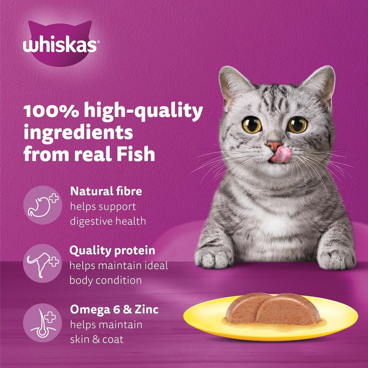 Whiskas Wet Cat Food Tuna for Adult Cats 1+ Years 4 x 80 g