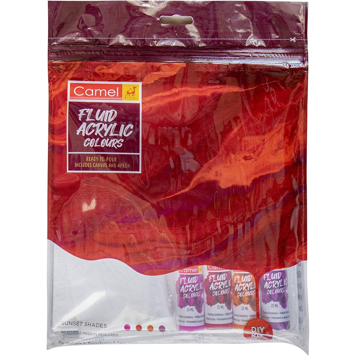 Camel Fluid Acrylic Colour, Canvas And Apron Kit – Sunset Shades