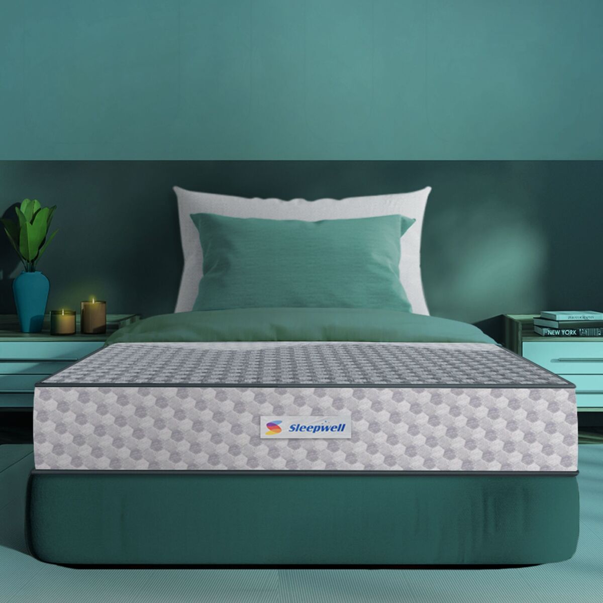 Sleepwell Ortho Pro Spring , 100 Night Trial , Impressions Memory Foam Mattress With Airvent Technology And 3-Zone Pocket Spring , Twin Bed Size (200L x 120W x 25H cm)