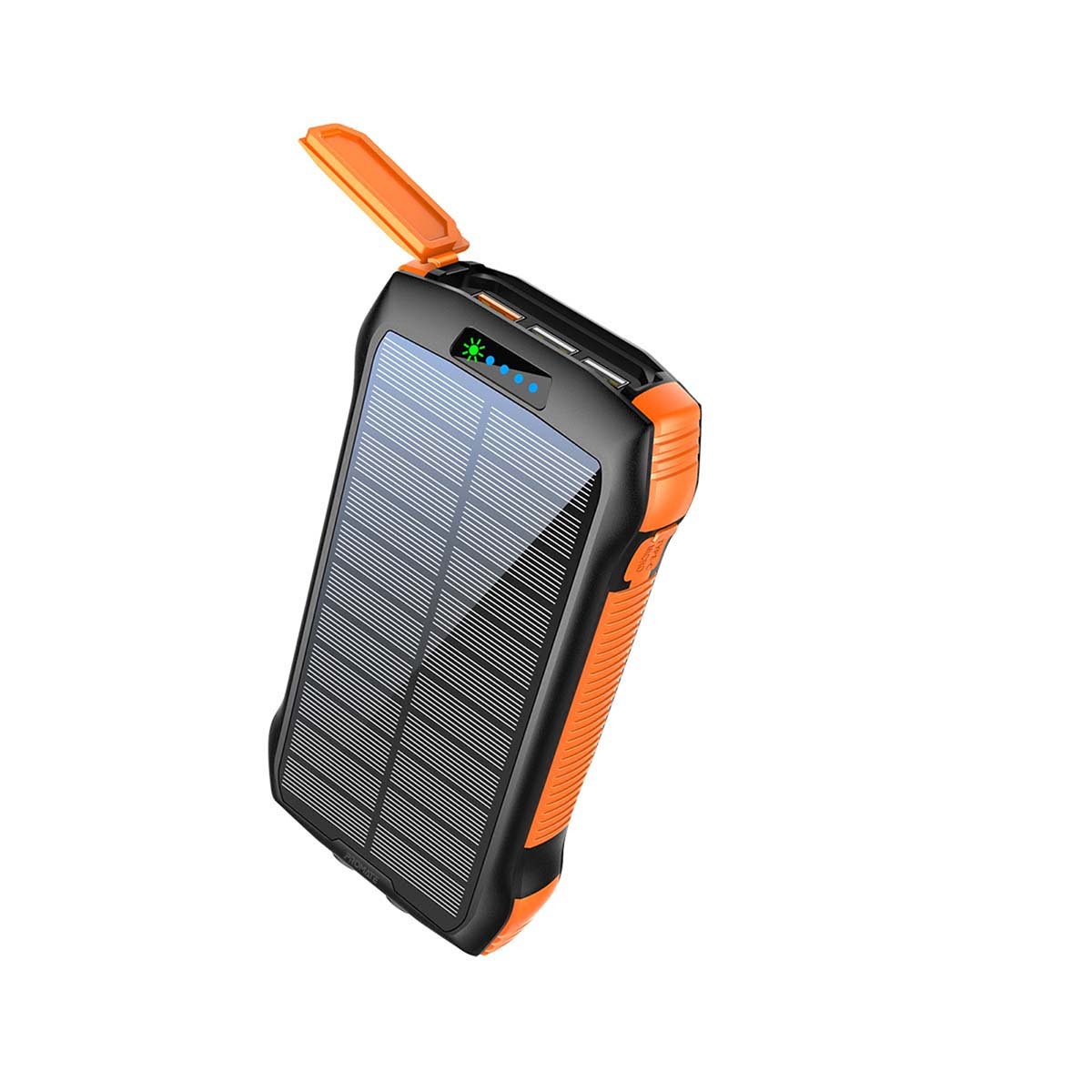 Promate 20000mAh Power Bank, Solar Powered Portable Charger with Wireless Charging, USB-C Power Delivery Port, QC 3.0 Port, 5V/3A USB Ports, IP66 Protection and LED Light, SolarTank-20PDQi