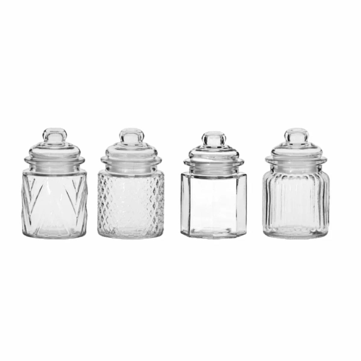 Crystal Drops Mini Glass Canisters, 4 pcs, 300 ml, Assorted, 50813