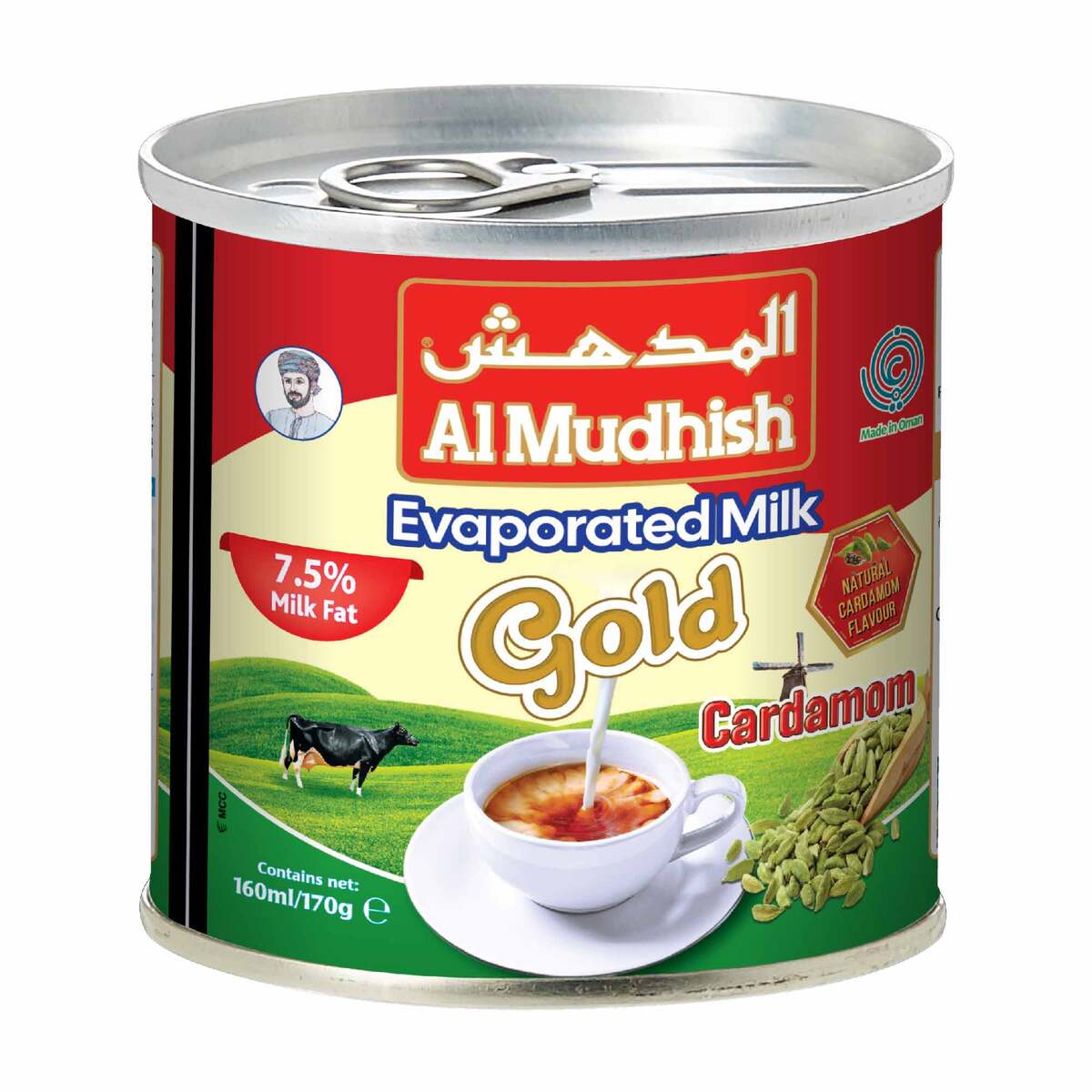 Al Mudhish Gold Evaporated Milk Cardamom Value Pack 6 x 170 g