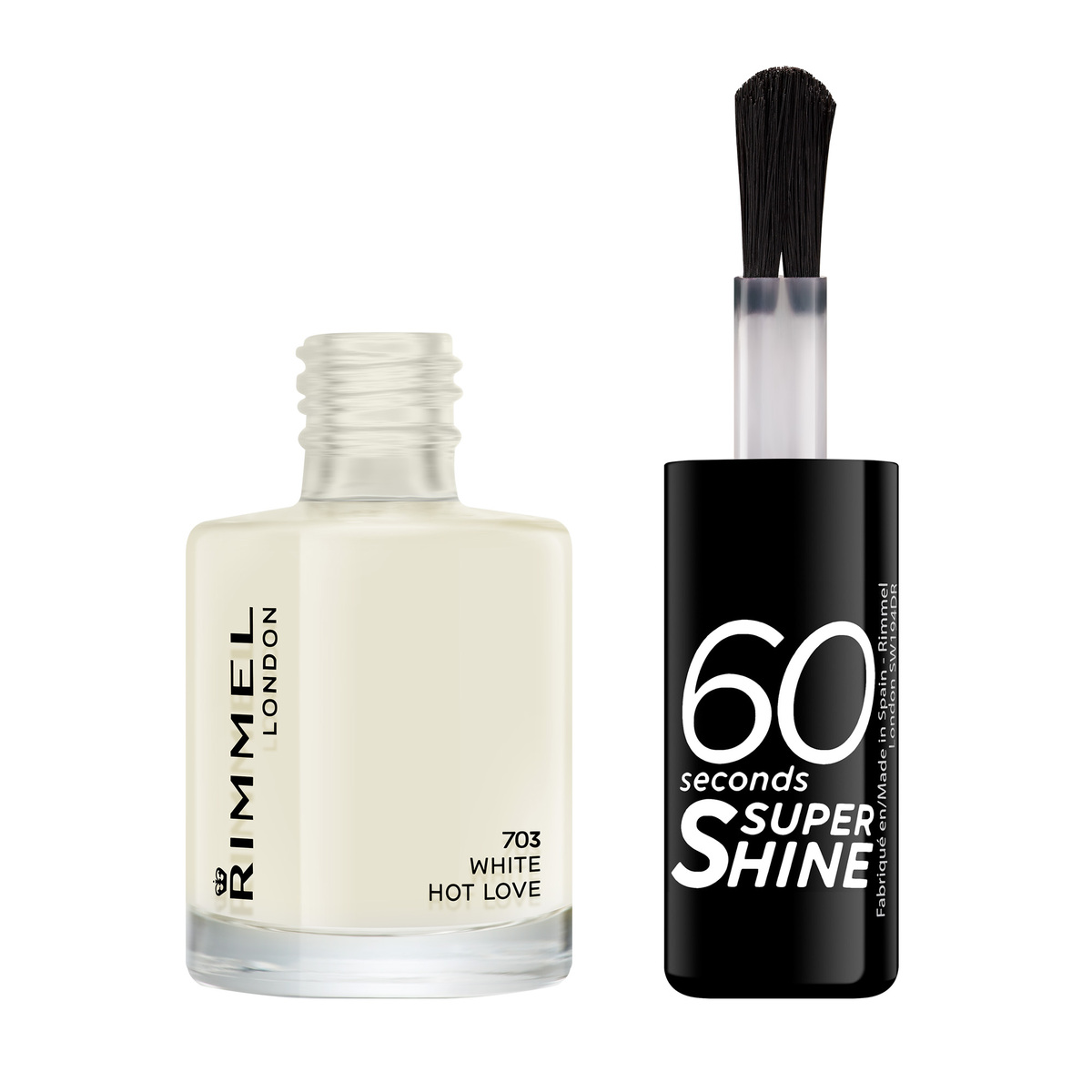 Rimmel London 60 Seconds Super Shine Nail Polish, 703 White Hot Love, 8 ml - 0.25 fl oz