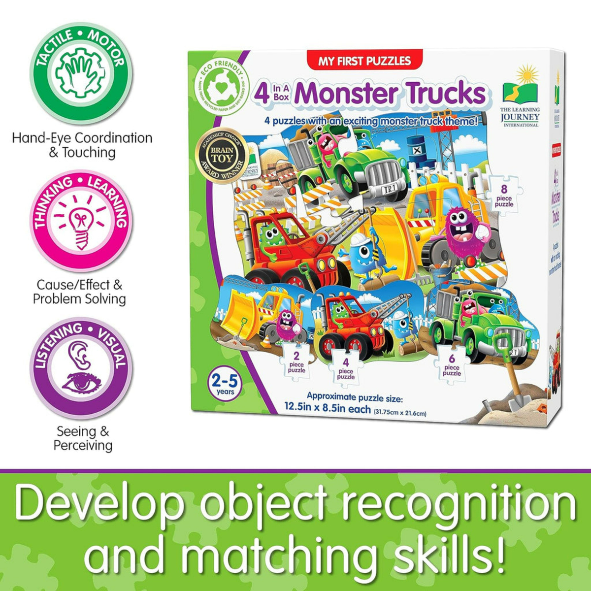 The Learning Journey My First Puzzle Sets 4-in-A Box Monster Truck, Assorted, 628140