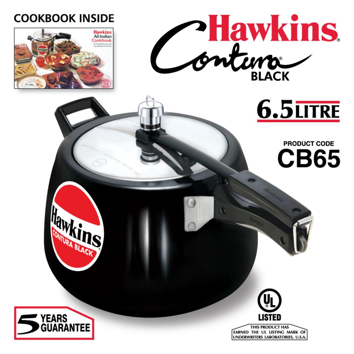 Hawkins Hard Anodised Aluminum Pressure Cooker Contura CB65 6.5L Black