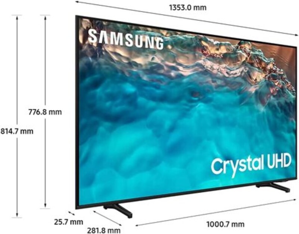 Samsung BU8000 60 Inch Smart TV, Crystal UHD 4K, 2022, HDR 10+, Object Tracking Sound Lite, Smart Hub With 2 Speakers, LCD LED, UA60BU8000UXZN, Black
