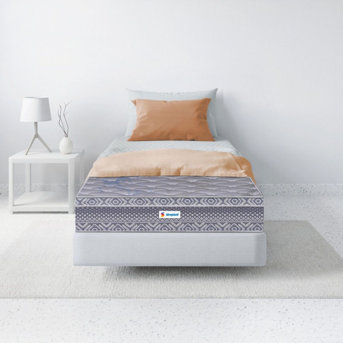 Sleepwell Spine Plus Regular , Visco Rebonded Foam , King Bed Size , Bonnell Spring , Neem Fresche Technology , Anti Sag Mattress (200L x 180W x 20H cm)