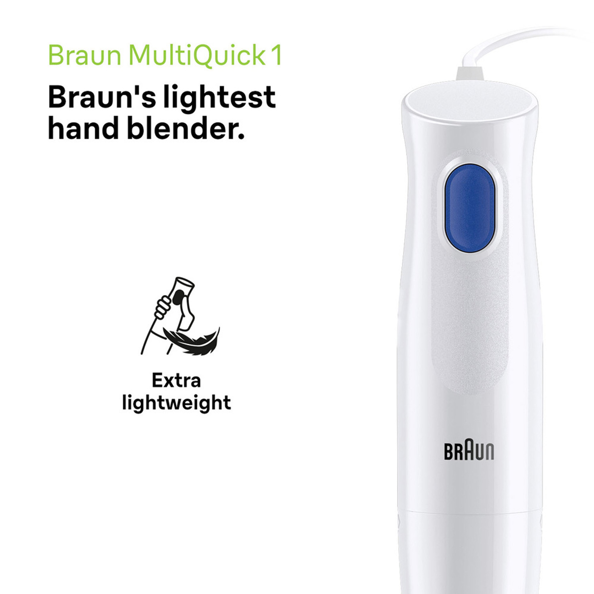 Braun Multi Quick Hand Blender, 450W, White, MQ10.001P