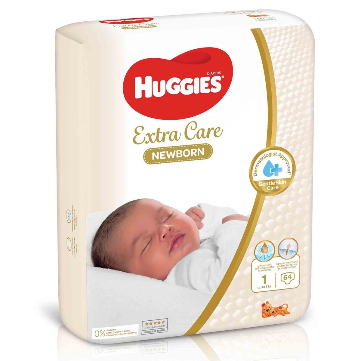 Huggies Extra Care Newborn Size 1 Up to 5 kg Jumbo Pack 64 pcs