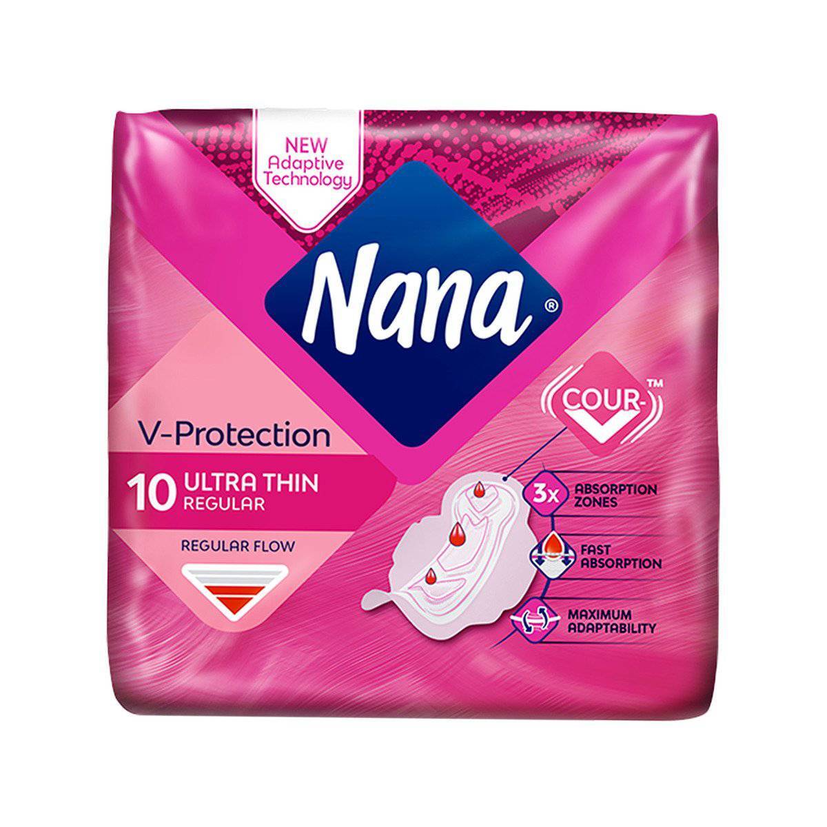 Nana V-Protection Ultra Thin Sanitary Pads with Wings For Regular Flow 10 pcs