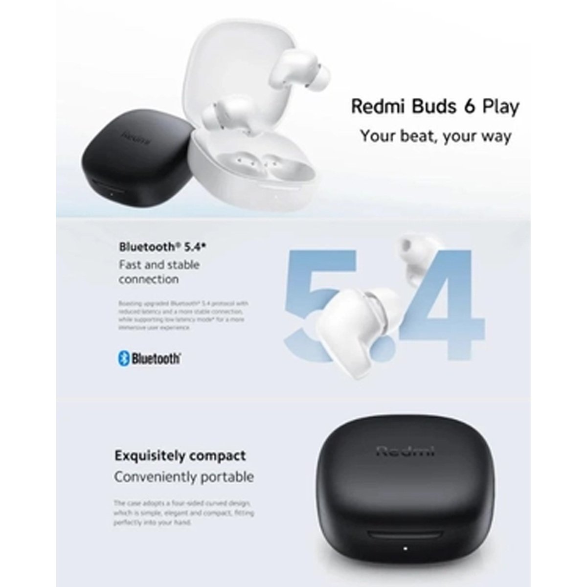 Mi Buds 6 Play True Wireless Earbuds, Black, BHR8776GL