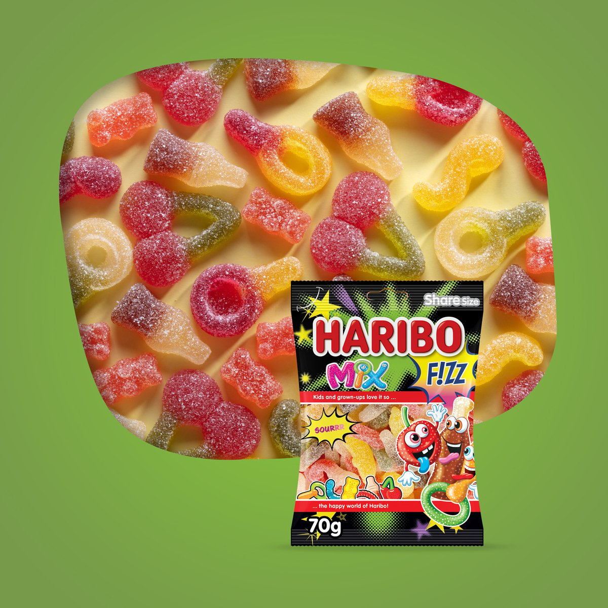 Haribo Fizz Mix Sour Gummy Candy 70 g