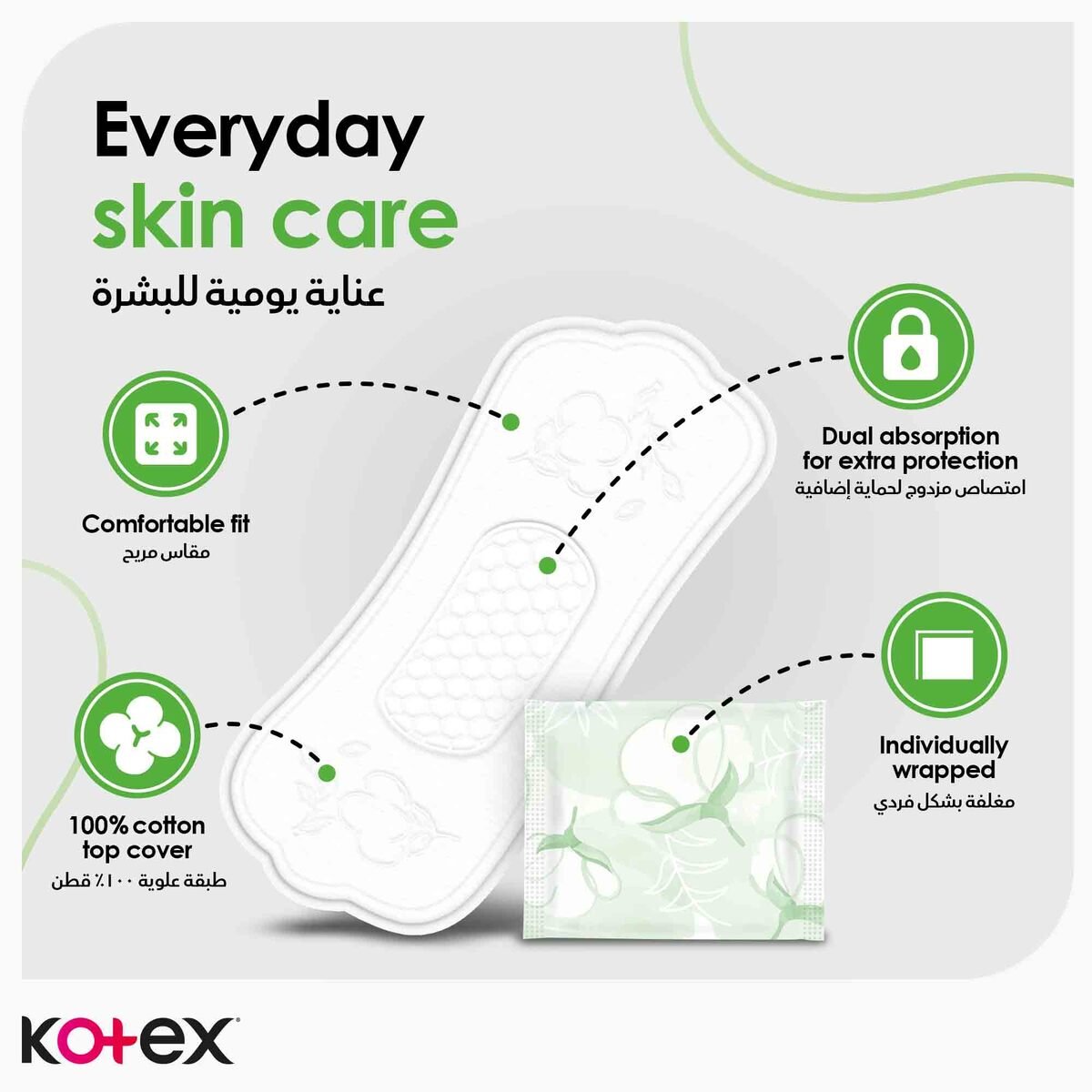 Kotex Natural Panty Liners 100% Cotton Normal Size 30pcs