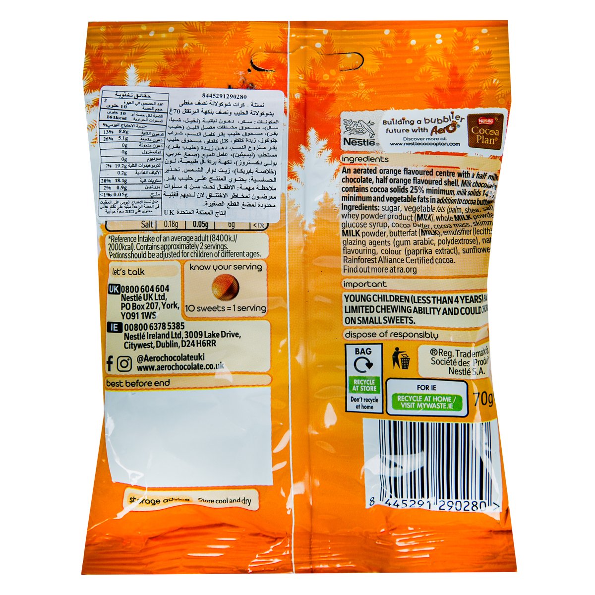 Nestle Aero Orange Bubbles Chocolate 70 g