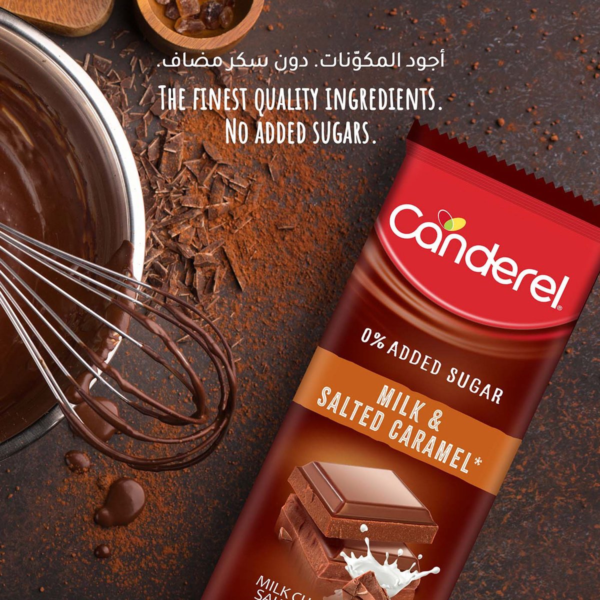 Canderel 0% Added Sugar Milk Chocolate & Salted Caramel 100 g