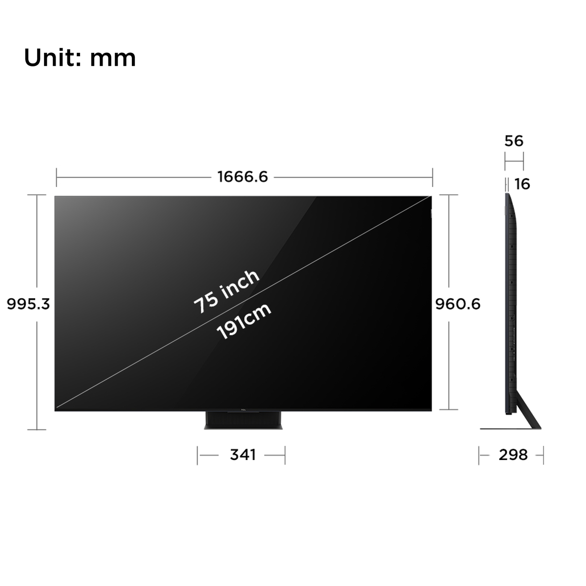 تي سي إل تلفاز ميني QLED ذكي 4K UHD 75 بوصة، 75C855