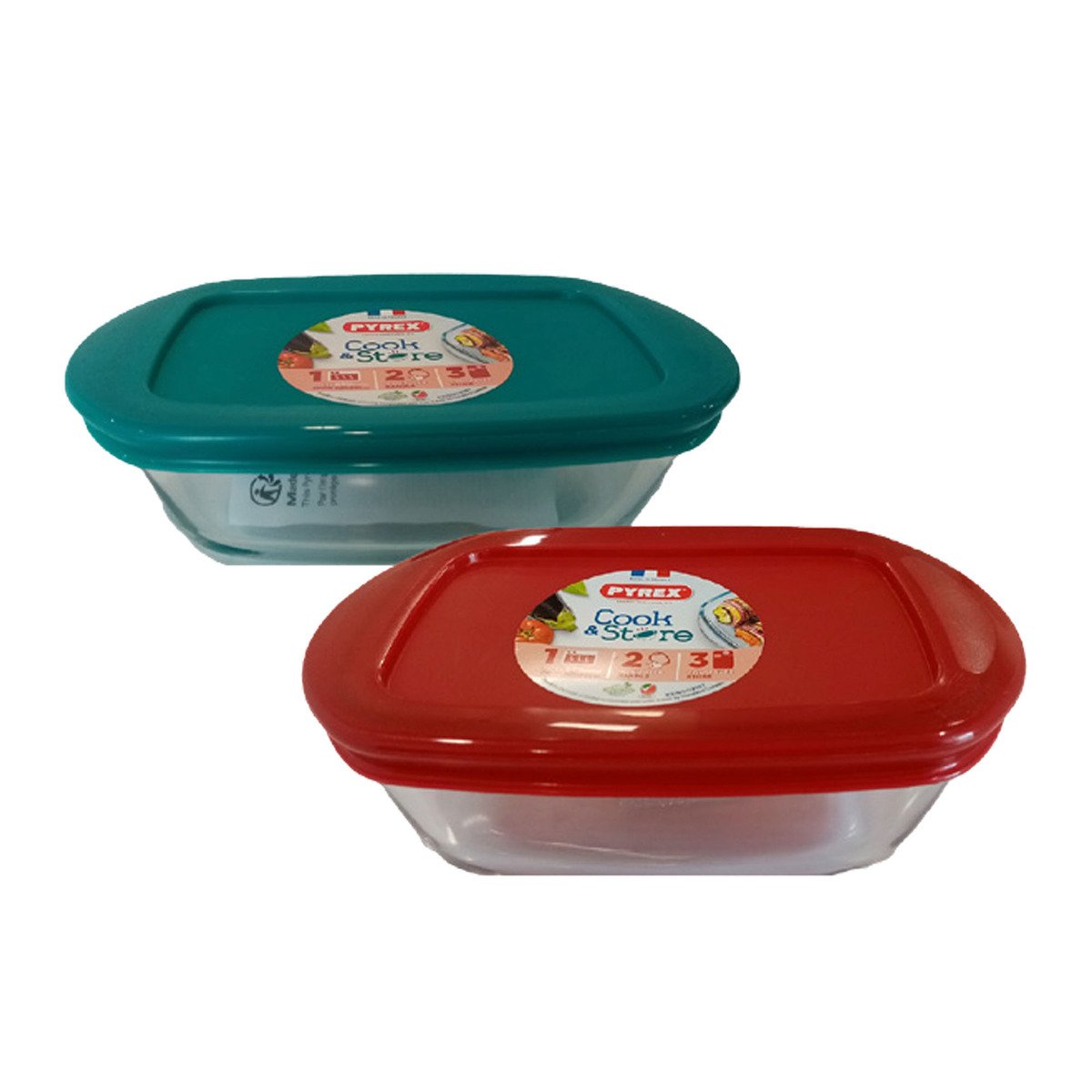 Pyrex Rectangular Stoage Box, 2 pcs, 400 ml