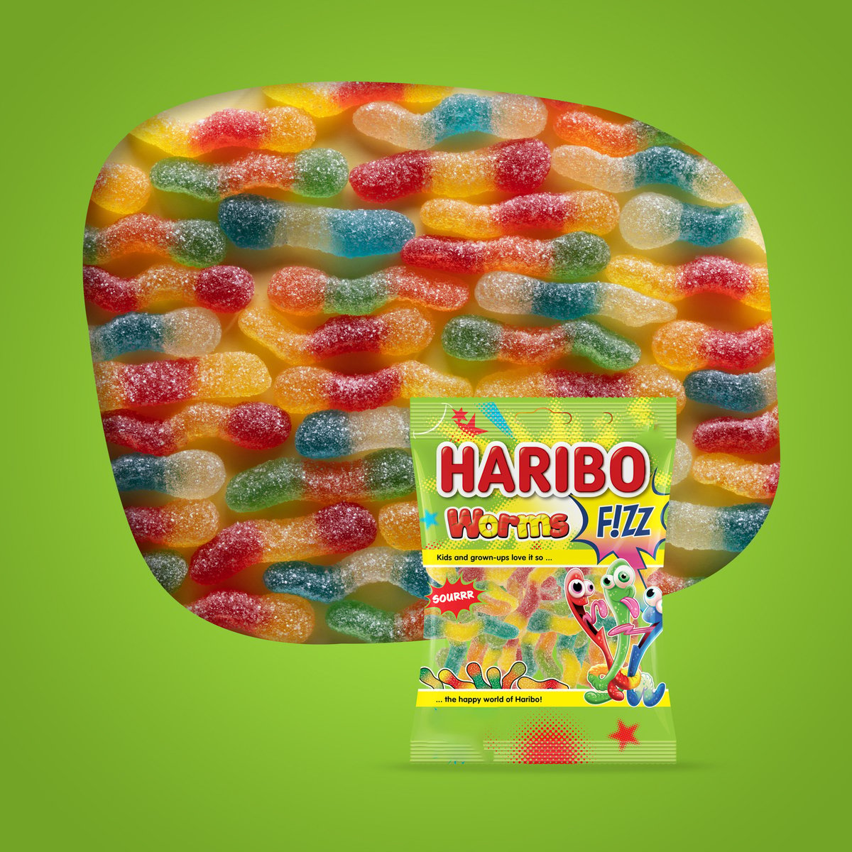 Haribo Worms Fizz Gummy Candy 70 g