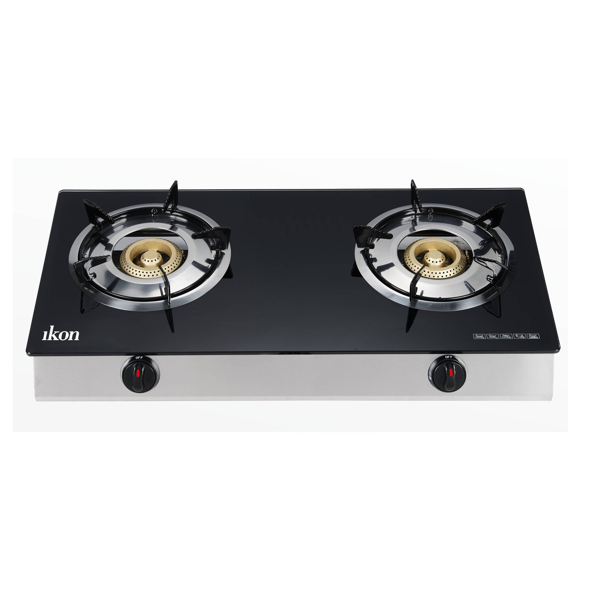 Ikon Glass Table Top Gas Stove, 2 Burner, Black, IK-C2170S