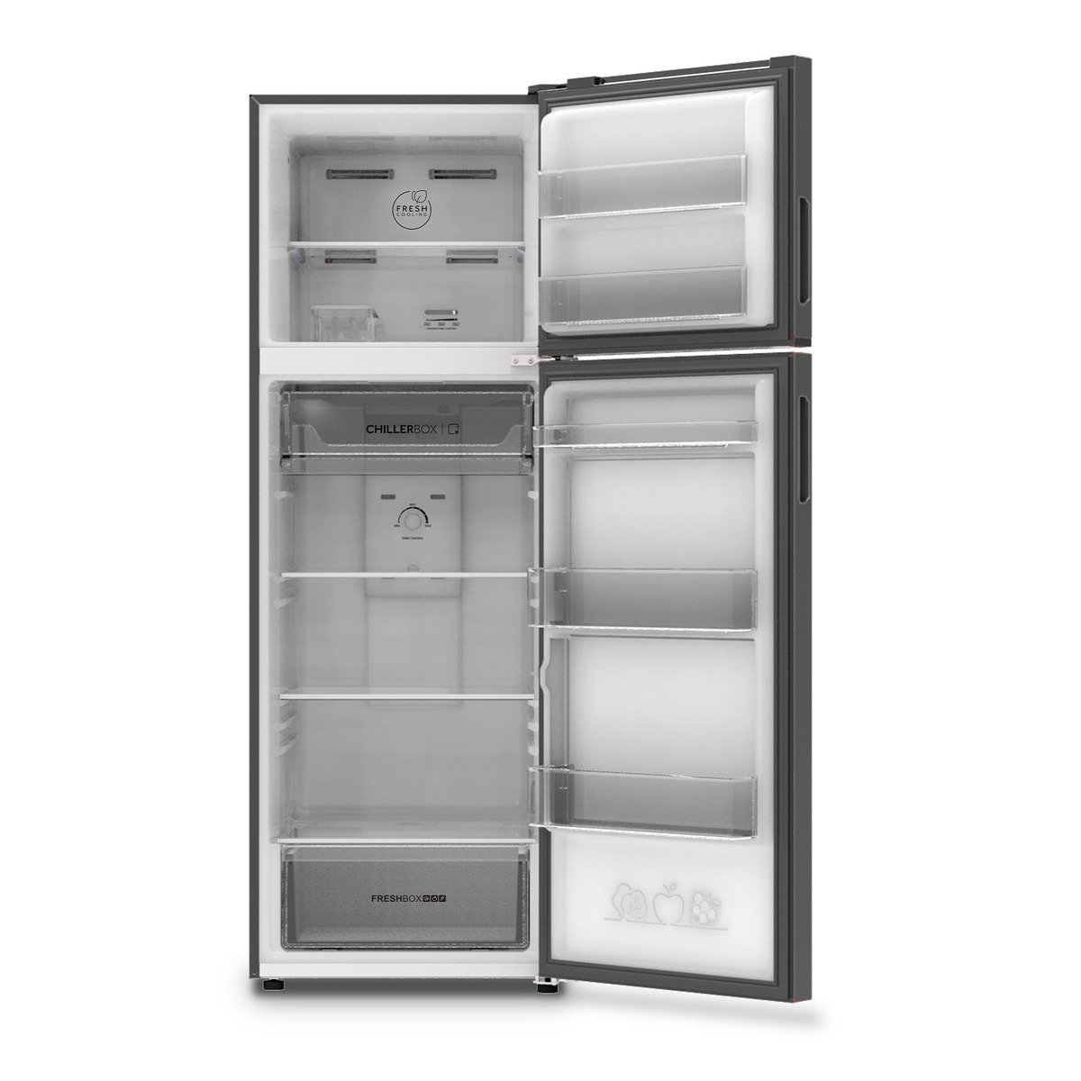 Haier Double Door Refrigerator, 357L Net Capacity, Flash Black, HRF-385BS